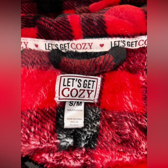 Let’s Get Cozy Mama‎ Bear Buffalo Plaid Robe Comfort Lounging Women Size S/ M - Picture 3 of 8